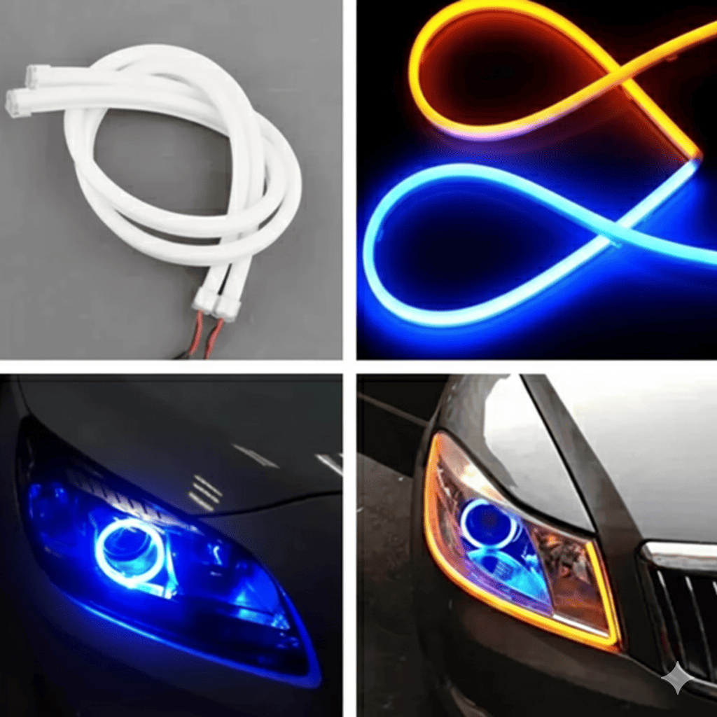 2pc Flexible Car DRL LED Strip – Flowing Turn Signal & Daytime Running Light
