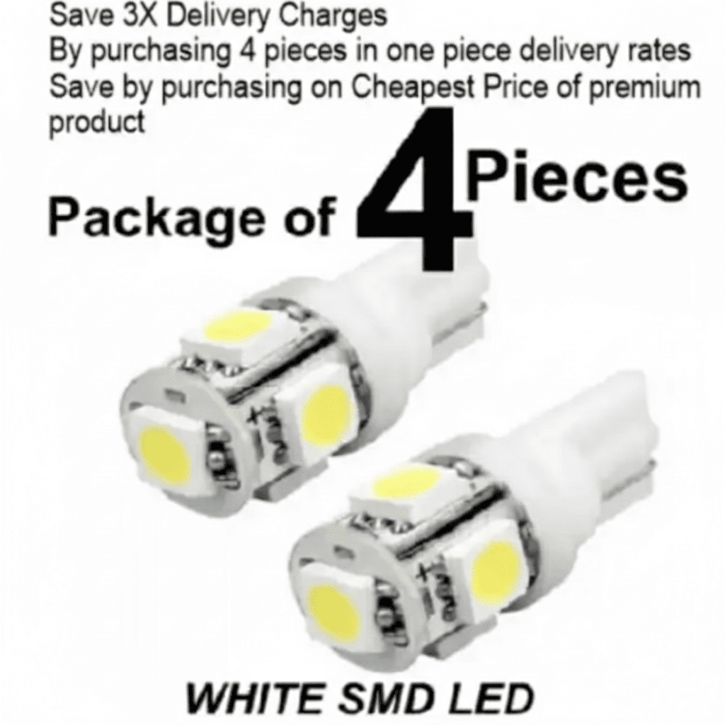 4pcs White LED SMD Parking Bulb – 12V Universal Car & Motorcycle Indicator Light